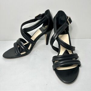 Isola Delora Black Strappy Open Toe Buckle Heels Size 7
